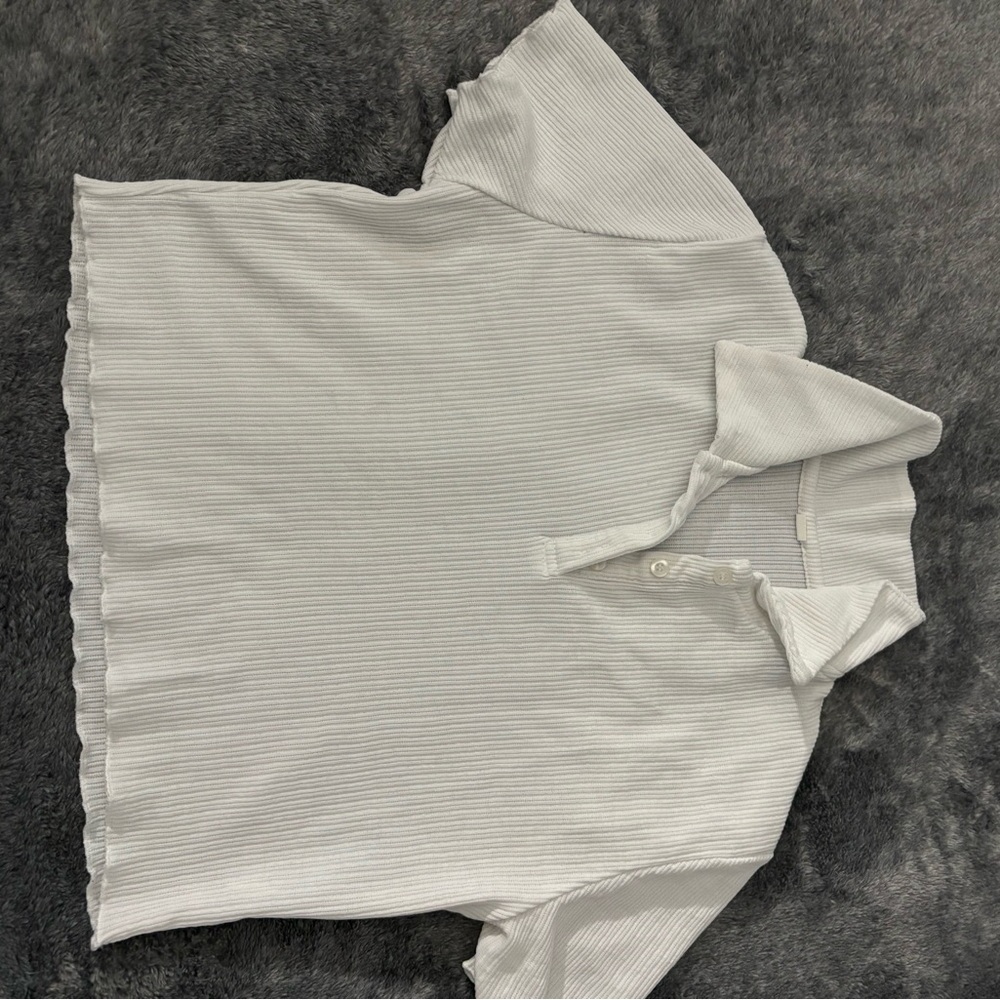 Women's Ribbed Polo Top - White